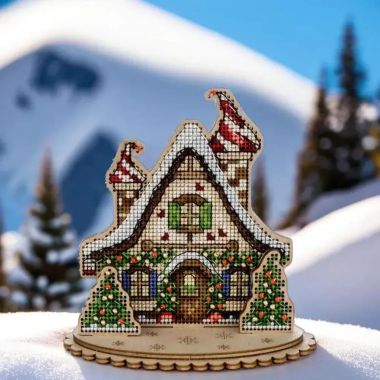 Wonderland Crafts Wooden Cross Stitch Kit FLW-046 – Winter Cottage