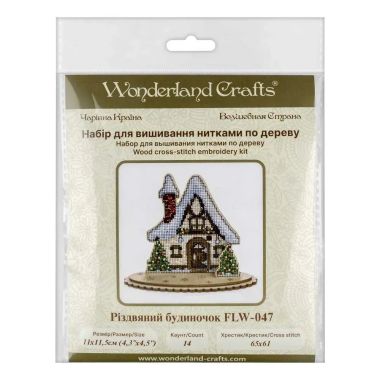 Wonderland Crafts Wooden Cross Stitch Kit FLW-047 – Christmas Cottage