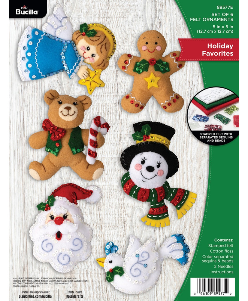 Bucilla ® Seasonal - Felt - Ornament Kits - Holiday Favorites - 89577E