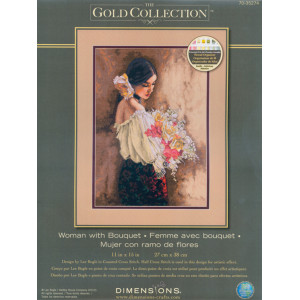 Counted Cross Stitch Kit 11"X15"-Woman With Bouquet, Dimensions, 70-35274