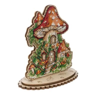 Wonderland Crafts Wooden Cross Stitch Kit FLW-051 – Mushroom House