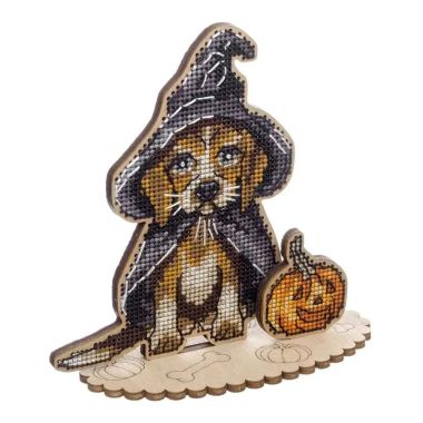 Wonderland Crafts Wooden Cross Stitch Kit FLW-053 – Halloween Beagle