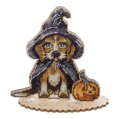 Wonderland Crafts Wooden Cross Stitch Kit FLW-053 – Halloween Beagle