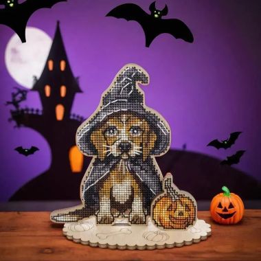 Wonderland Crafts Wooden Cross Stitch Kit FLW-053 – Halloween Beagle
