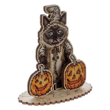 Wonderland Crafts Wooden Cross Stitch Kit FLW-059 – Halloween Siamese Cat