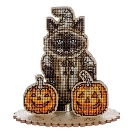 Wonderland Crafts Wooden Cross Stitch Kit FLW-059 – Halloween Siamese Cat