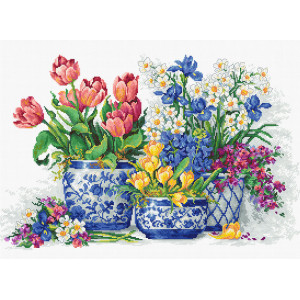 Cross-Stitch Kit Spring Flowers, Luca-S B2386
