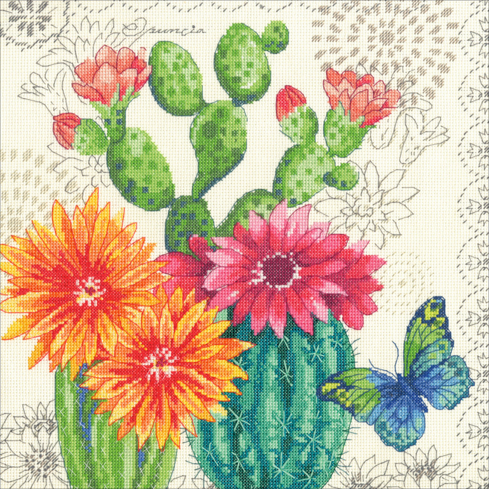 Counted Cross Stitch Kit 12"X12"-Cactus Bloom, Dimensions, 70-35388