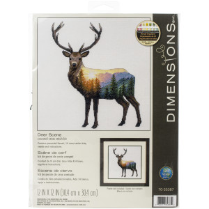 Counted Cross Stitch Kit 12"X12"-Deer Scene, Dimensions, 70-35387