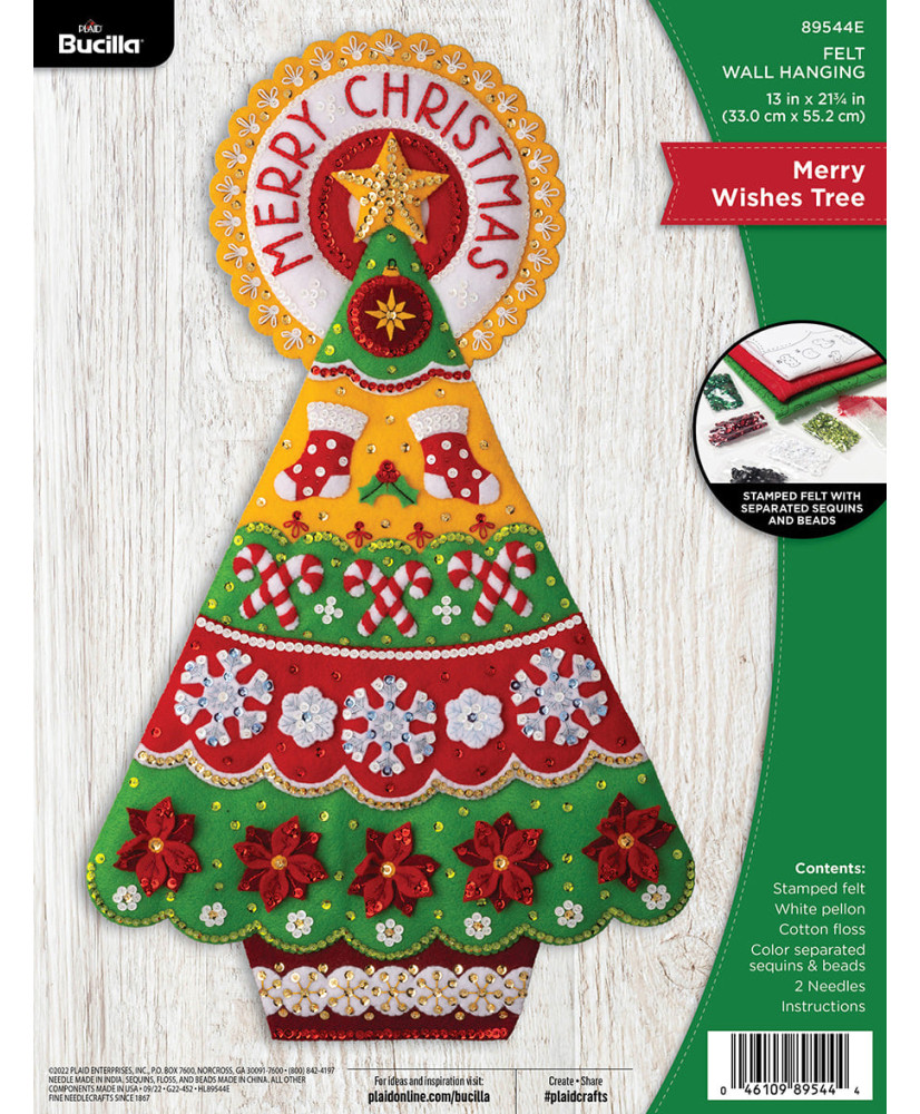 Bucilla ® Seasonal - Felt - Home Decor - Merry Wishes Tree Wall Hanging - 89544E