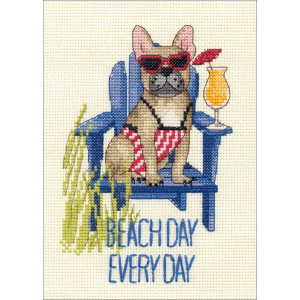 Counted Cross Stitch Kit 7"X5"-Beach Day Dog, Dimensions, 70-65195
