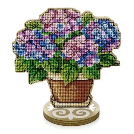 Wonderland Crafts Wooden Cross Stitch Kit FLW-073 – Hydrangea