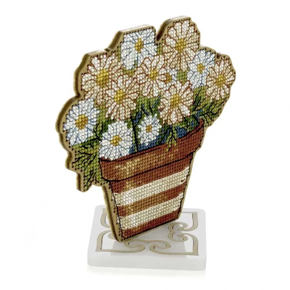 Wonderland Crafts Wooden Cross Stitch Kit FLW-076 – Daisies