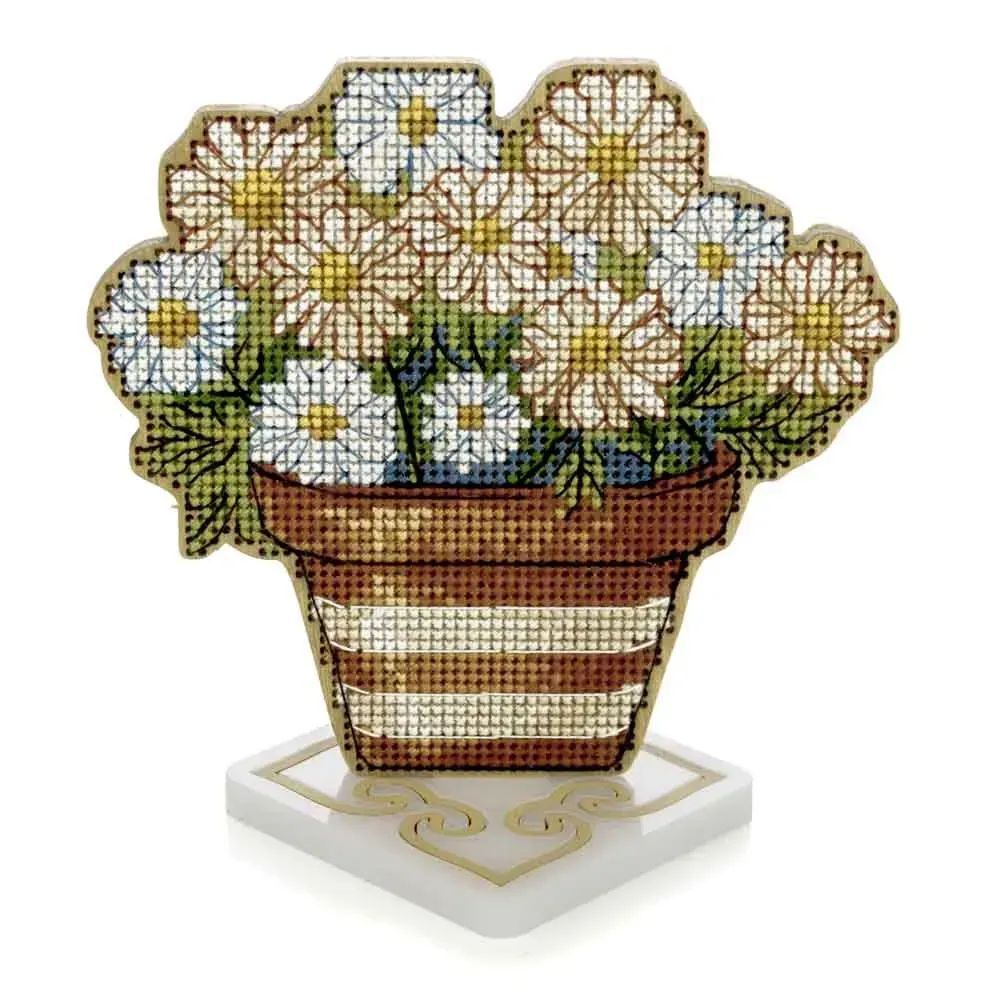 Wonderland Crafts Wooden Cross Stitch Kit FLW-076 – Daisies