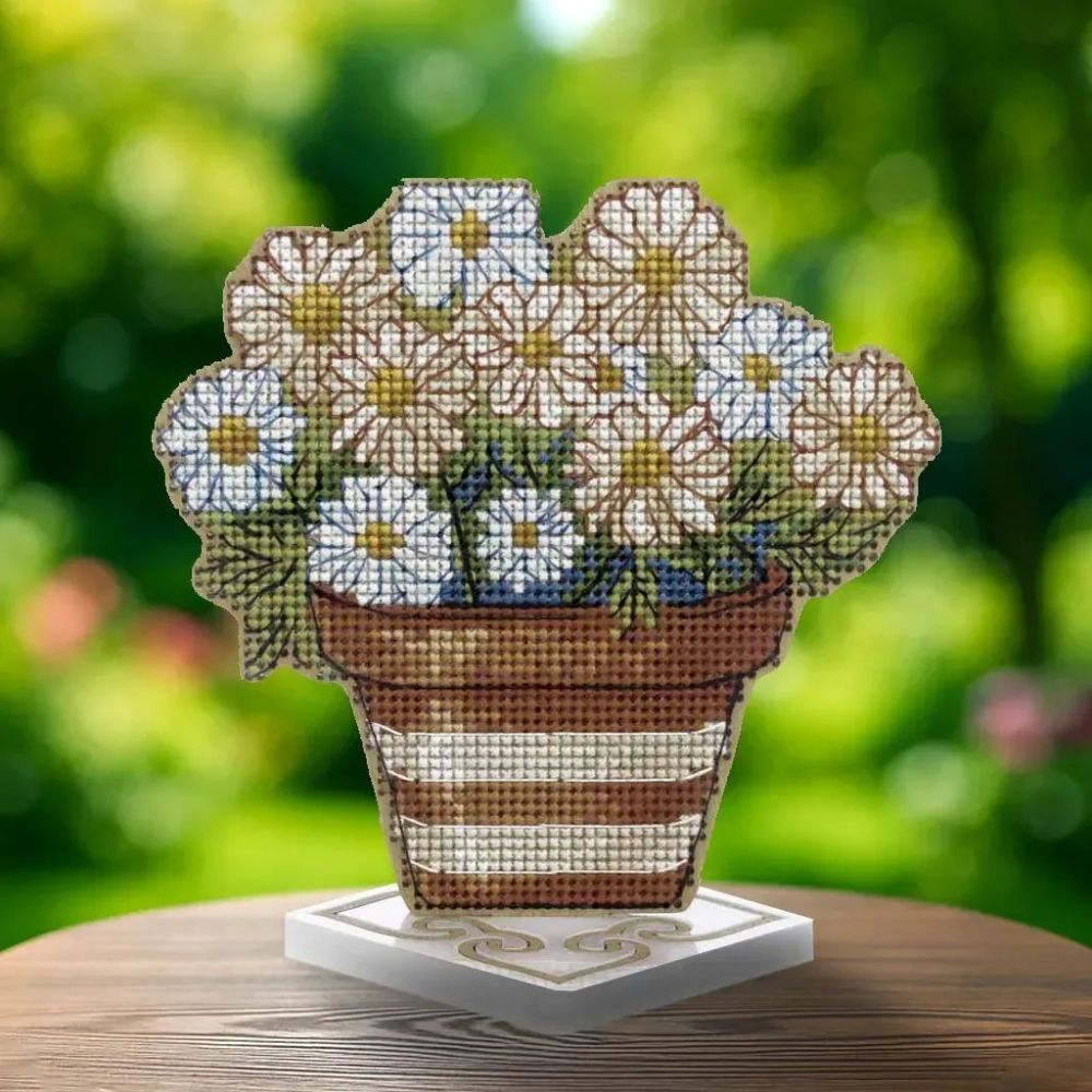 Wonderland Crafts Wooden Cross Stitch Kit FLW-076 – Daisies