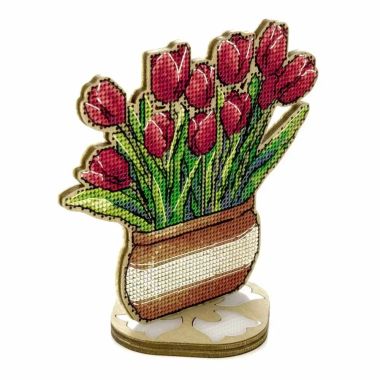 Wonderland Crafts Wooden Cross Stitch Kit FLW-077 – Tulips