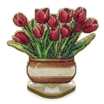 Wonderland Crafts Wooden Cross Stitch Kit FLW-077 – Tulips