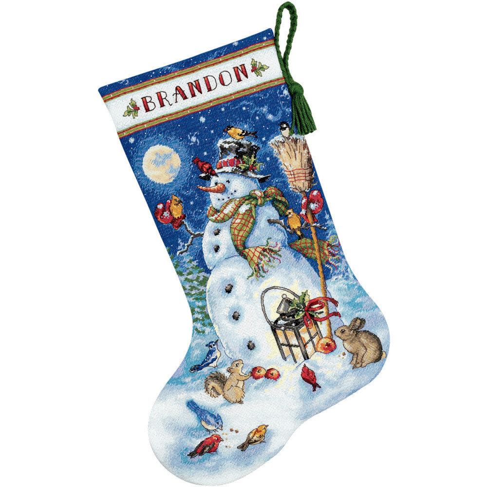 Counted Cross Stitch Kit 16" Long-Snowman & Friends Stocking, Dimensions, 70-08839