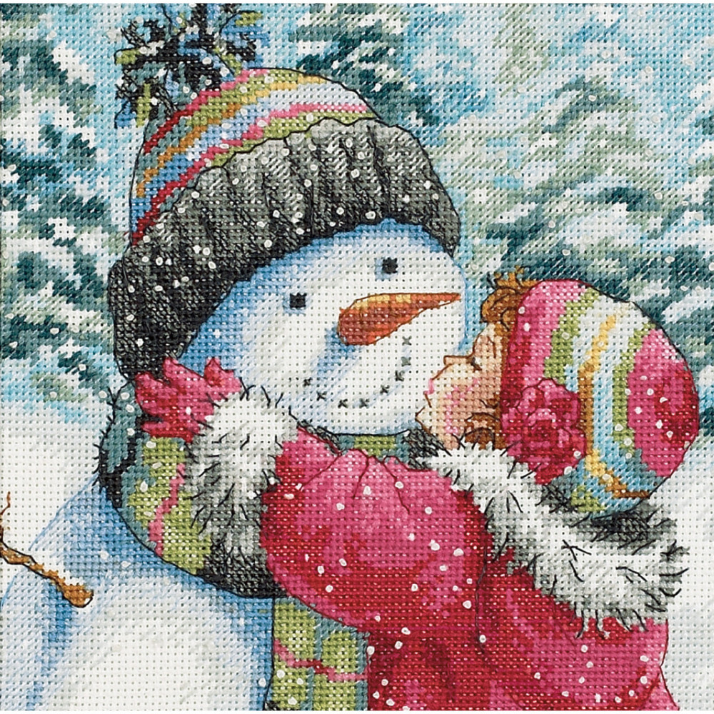 Counted Cross Stitch Kit A Kiss for Snowman, Dimensions 70-08833