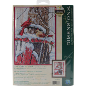 Counted Cross Stitch Kit Cardinals on Sled, Dimensions 70-08837