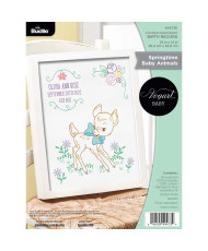 Bucilla ® Baby - Stamped Embroidery - Crib Ensembles - Springtime Baby Animals - Birth Record Kit -49473E