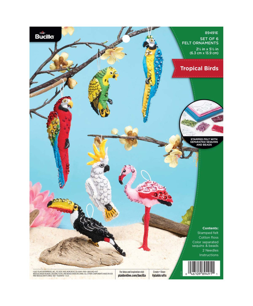 Bucilla ® Seasonal - Felt - Ornament Kits - Tropical Birds - 89491E