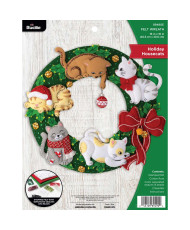 Bucilla ® Seasonal - Felt - Home Decor - Holiday Housecats Wreath - 89490E