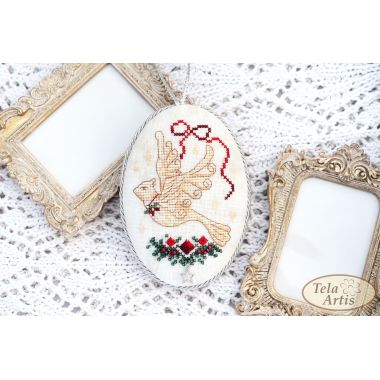 Pin Keep Bird Cross Stitch Kit – Tela Artis X-402 – Christmas Ornament – Hand-dyed Threads