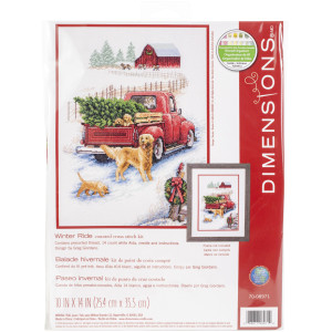 Counted Cross Stitch Kit 10"X14"-Winter Ride, Dimensions, 8971