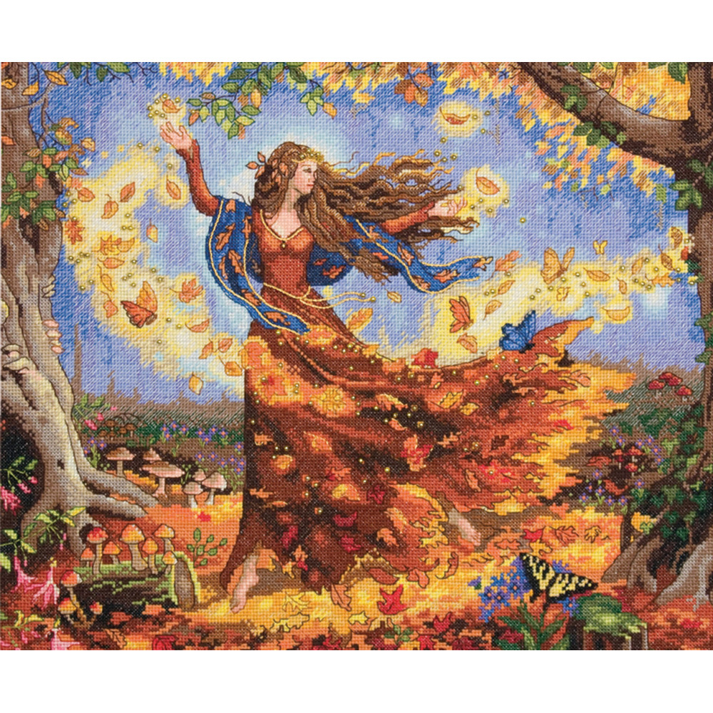 Counted Cross Stitch Kit 14"X12"-Fall Fairy, Dimensions, 70-35262
