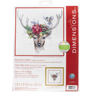Counted Cross Stitch Kit 12"X12"-Woodland Deer, Dimensions, 70-08981