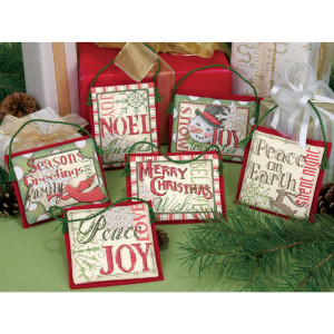 Counted Cross Stitch Kit Set of 6-Christmas Sayings Ornaments , Dimensions, 8827