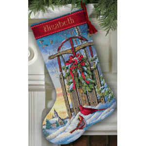 Counted Cross Stitch Kit Christmas Sled Stocking, Dimensions, 8819