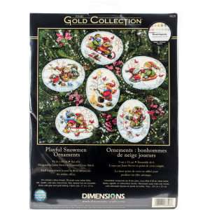 Counted Cross Stitch Kit -Playful Snowman Ornaments, Dimensions, 8828