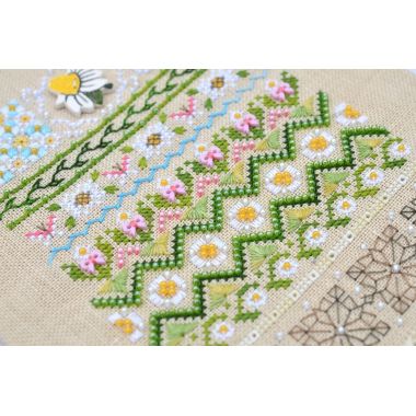 Chamomile Cross Stitch Kit – Tela-Artis X-501 – Floral Sampler Embroidery Kit