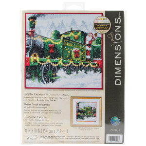 Counted Cross Stitch Kit 10"X10"-Santa Express, Dimensions, 70-08918