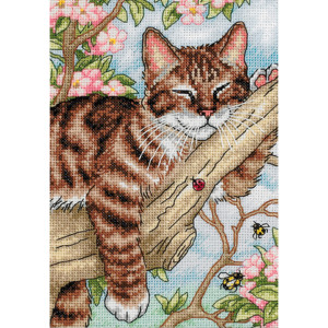 Counted Cross Stitch Kit Napping Kitten, Dimensions 65090