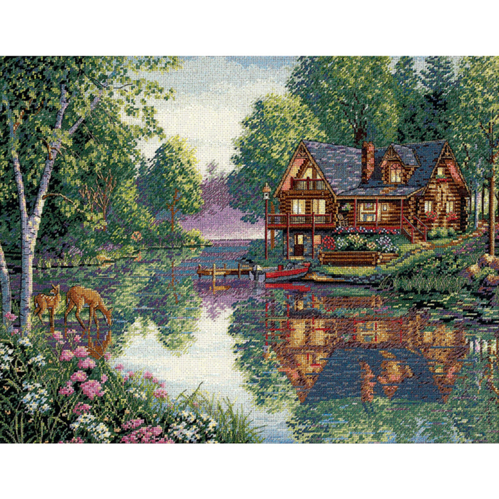 Counted Cross Stitch Kit 16"X12"-Cabin Fever, Dimensions, 35183
