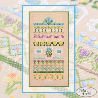First Flowers Cross Stitch Kit – Tela Artis X-503 – Floral Embroidery Kit – Spring Sampler
