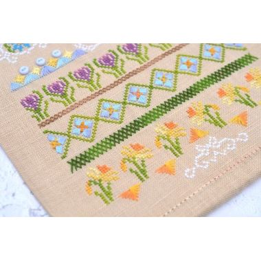 First Flowers Cross Stitch Kit – Tela Artis X-503 – Floral Embroidery Kit – Spring Sampler