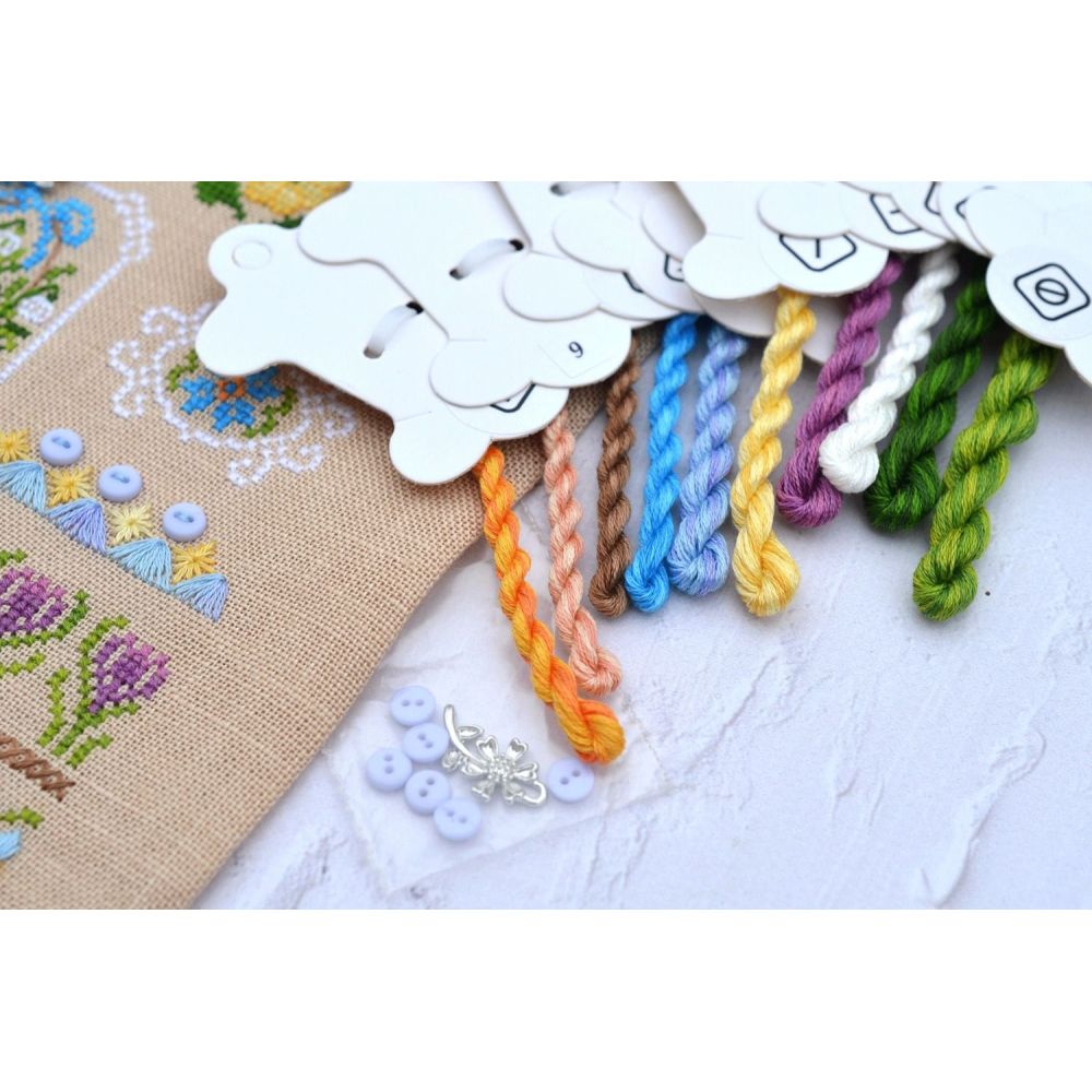 First Flowers Cross Stitch Kit – Tela Artis X-503 – Floral Embroidery Kit – Spring Sampler