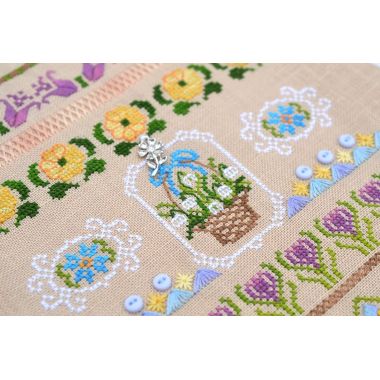First Flowers Cross Stitch Kit – Tela Artis X-503 – Floral Embroidery Kit – Spring Sampler