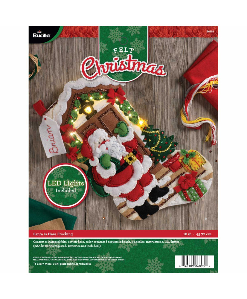 Bucilla ® Seasonal - Felt - Stocking Kits - Santa is Here with Lights - 86893