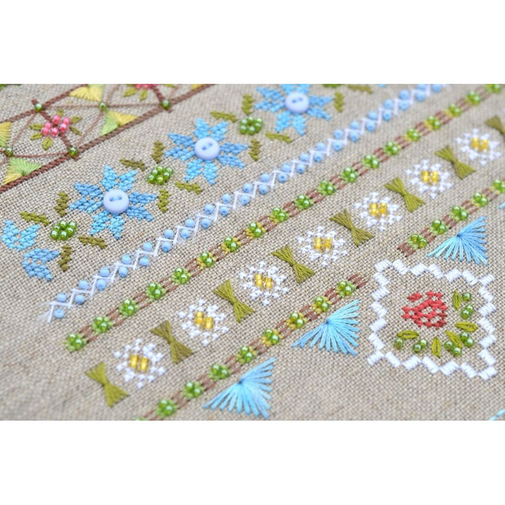 Fun Farm Sheep Cross Stitch Kit – Tela Artis X-504 – Spring Sampler – Hand-dyed Threads