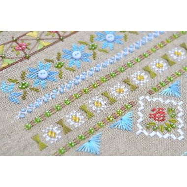 Fun Farm Sheep Cross Stitch Kit – Tela Artis X-504 – Spring Sampler – Hand-dyed Threads