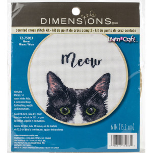 Counted Cross Stitch Kit 6" Round-Meow, Dimensions, 72-75983