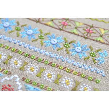 Fun Farm Sheep Cross Stitch Kit – Tela Artis X-504 – Spring Sampler – Hand-dyed Threads
