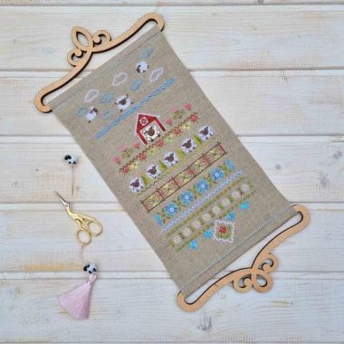 Fun Farm Sheep Cross Stitch Kit – Tela Artis X-504 – Spring Sampler – Hand-dyed Threads
