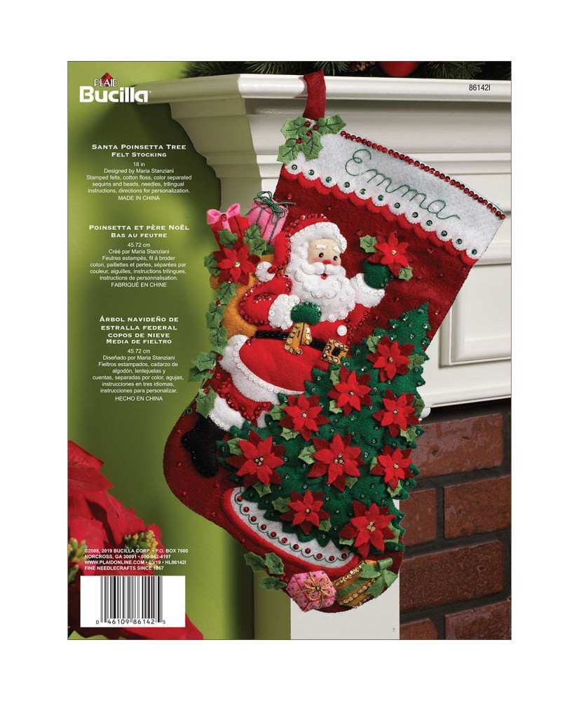Bucilla ® Seasonal - Felt - Stocking Kits - Santa Poinsettia - 86142