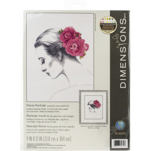 Counted Cross Stitch Kit 9"X12"-Floral Portrait, Dimensions, 70-35379